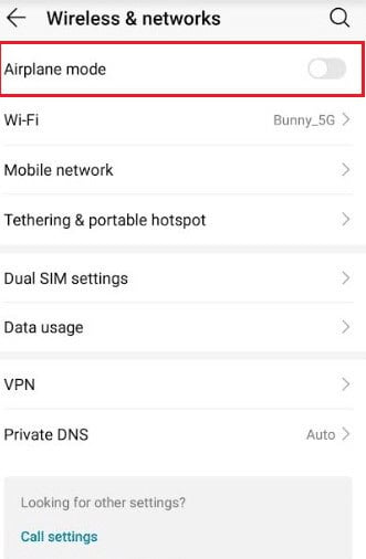 Turn on airplane mode