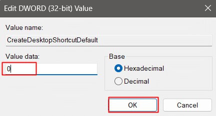 Value set to 0