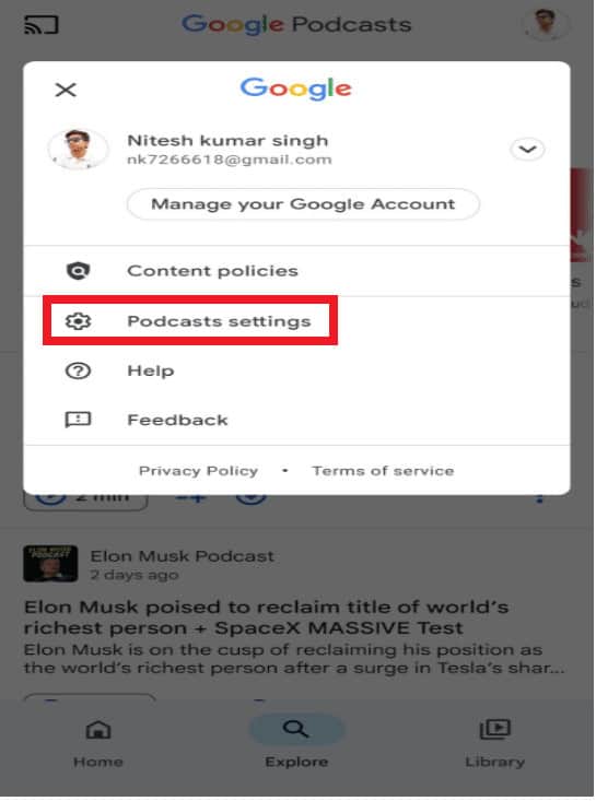 Podcasts settings