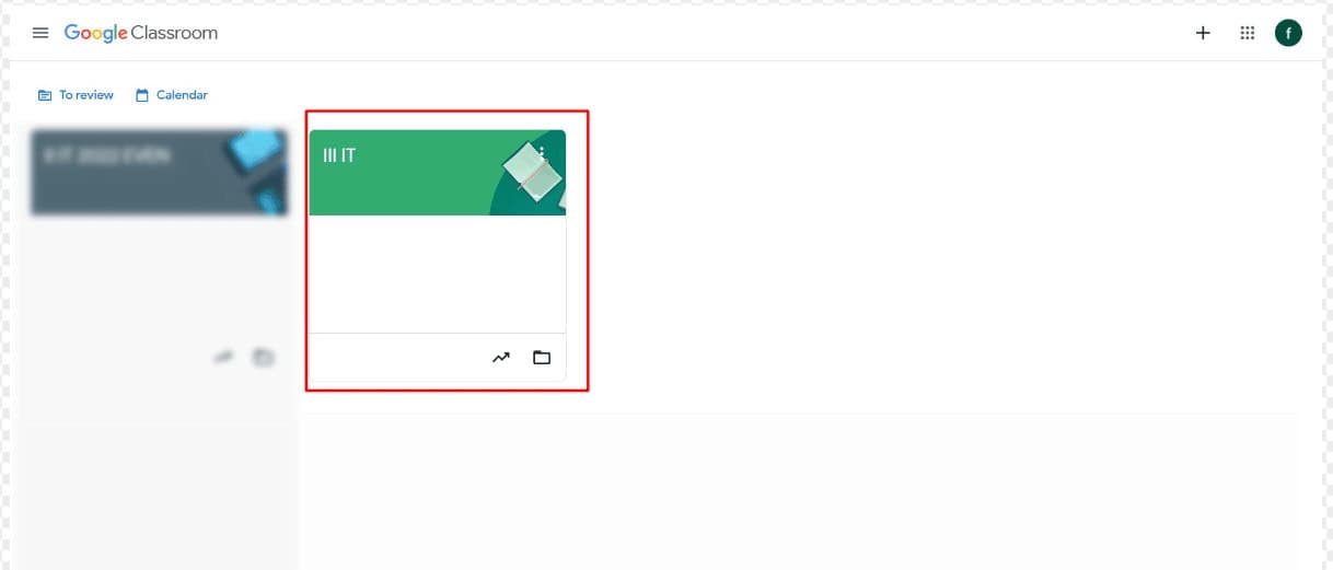 Click on the desired class