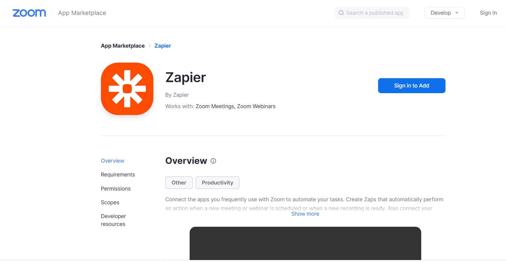 Zapier official webpage