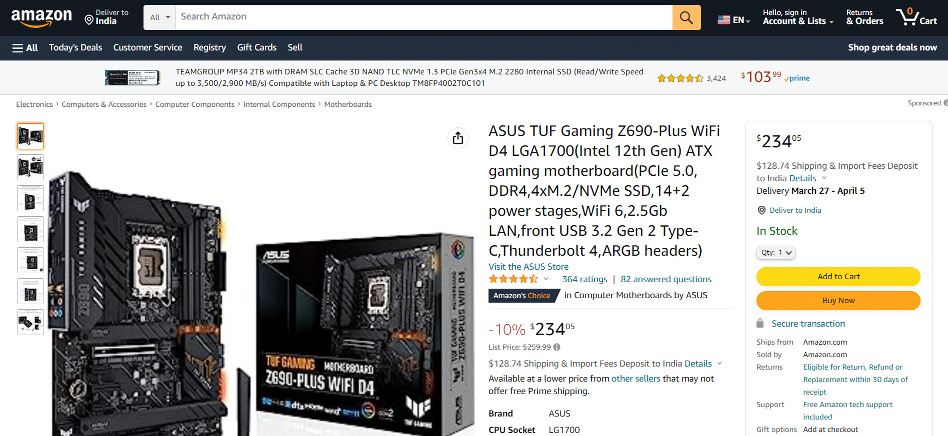 ASUS TUF Gaming Z690-Plus Wi-Fi D4