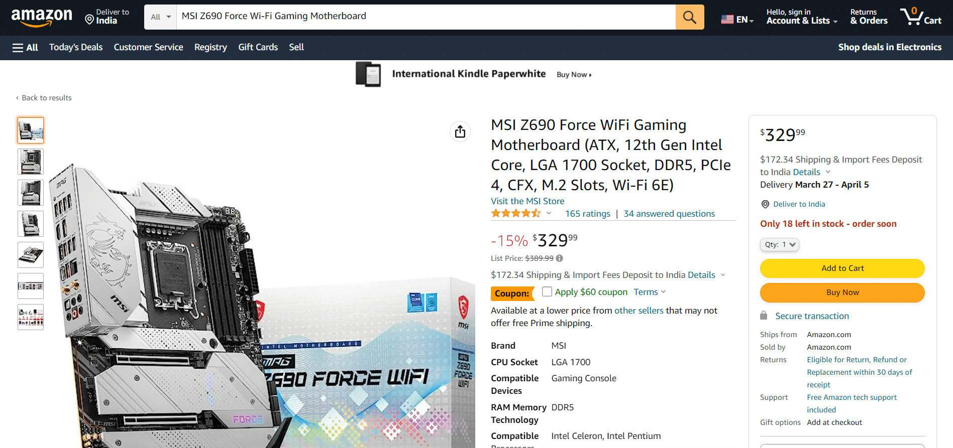 MSI Z690 Force Wi-Fi Gaming Motherboard