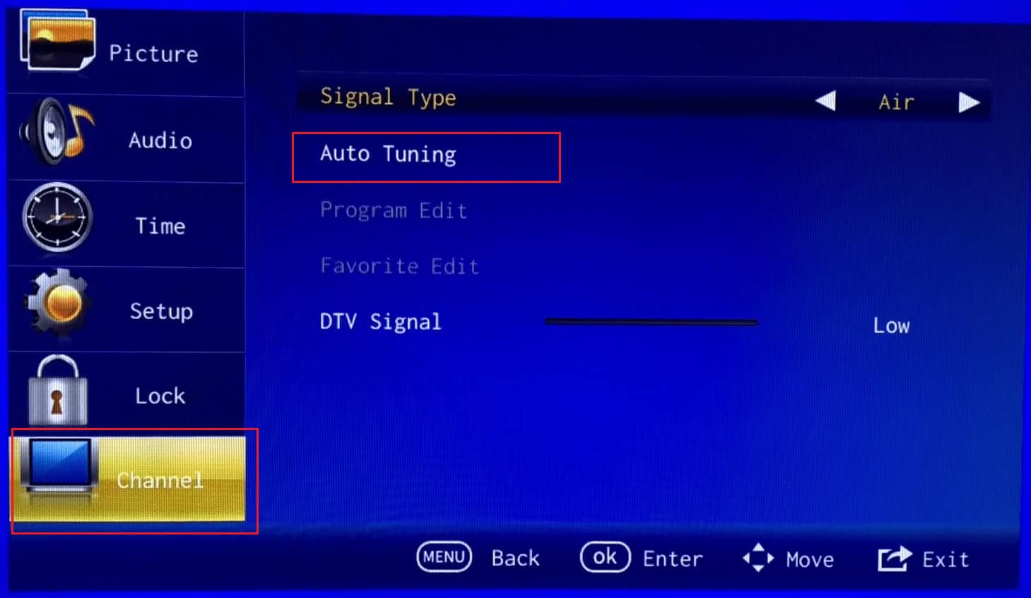 Channel - Auto Tuning | how do I run channel auto scan without remote