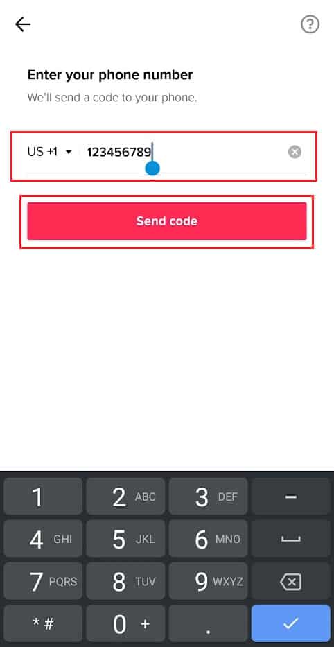 Enter your phone number in the given field and tap on Send code | How to Change TikTok Password without Phone Number