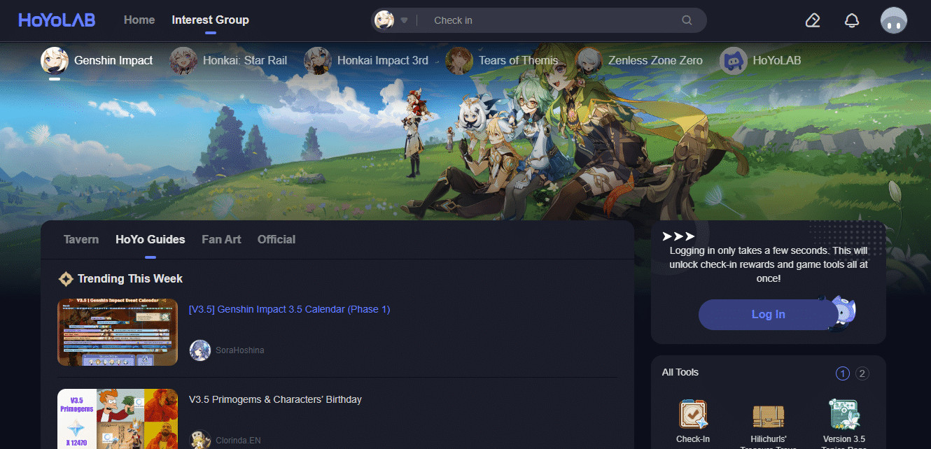 Genshin Impact Community page
