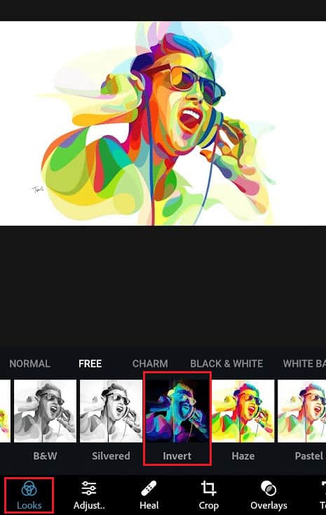 Looks tab - Invert tab | How to Invert Colors on iPhone Photos