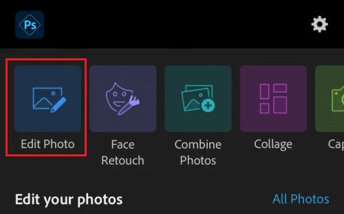 Tap on Edit photo from the home screen of the app