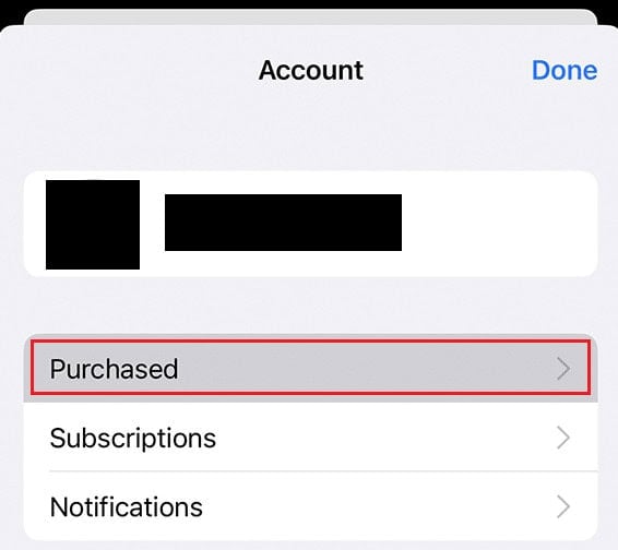 Tap on Purchases | delete expired subscription iOS