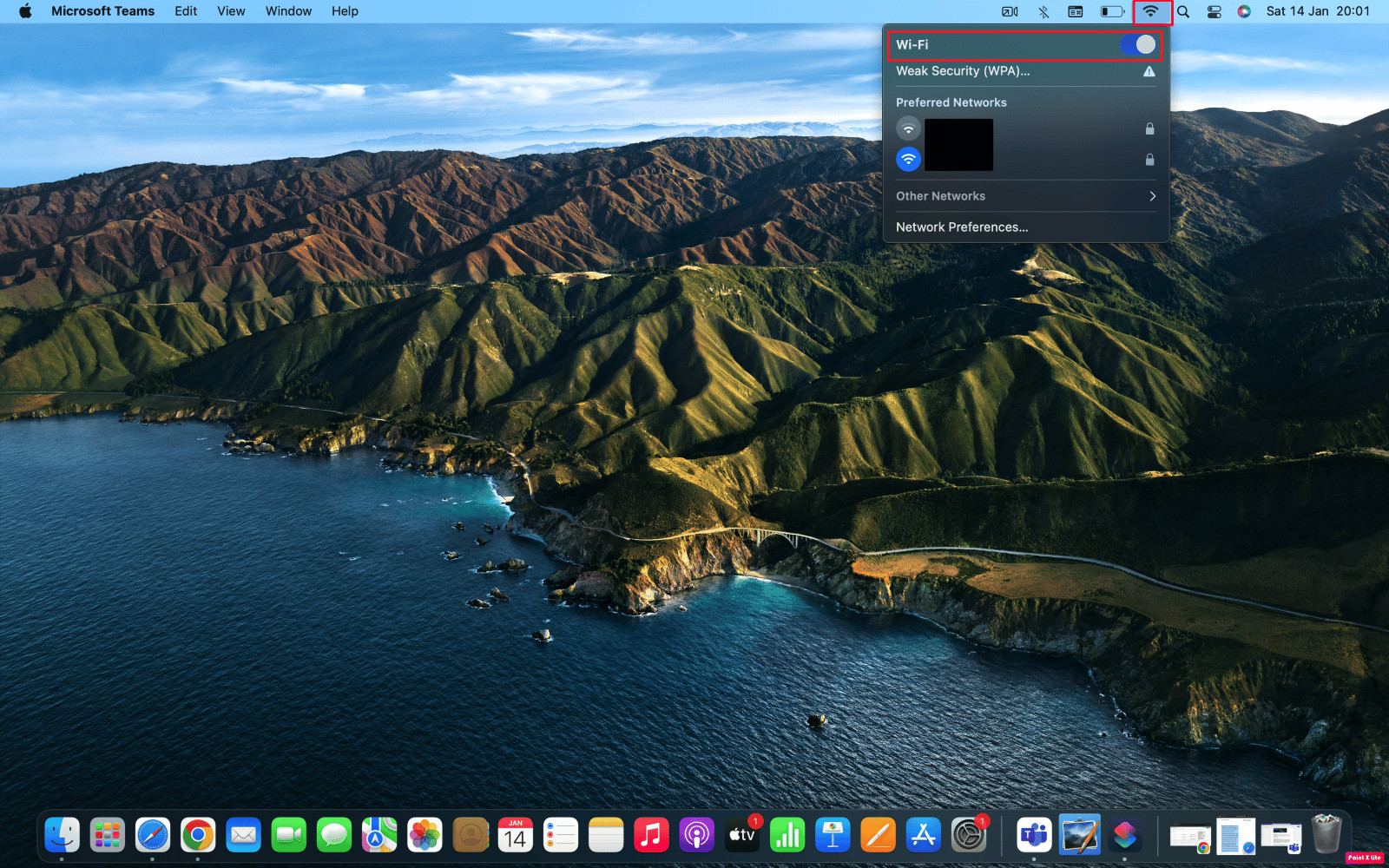 Wi-Fi icon - turn off and then on the toggle for Wi-Fi