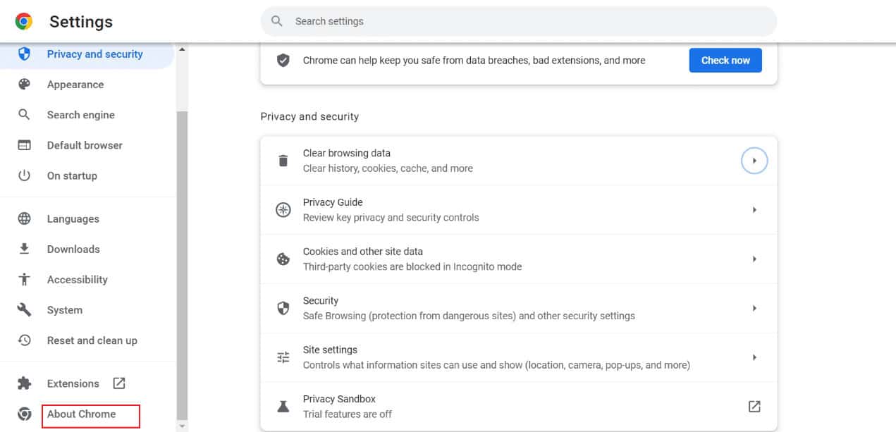 about chrome