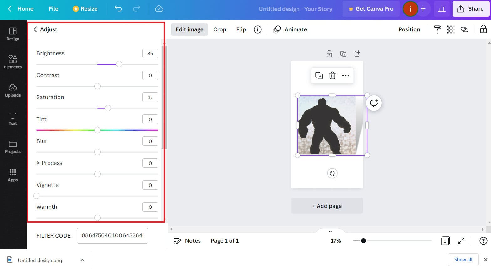 Adjust Shadow settings