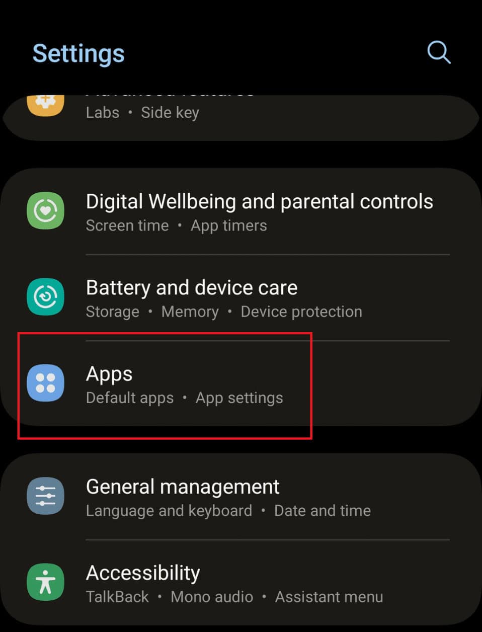 tap on Apps