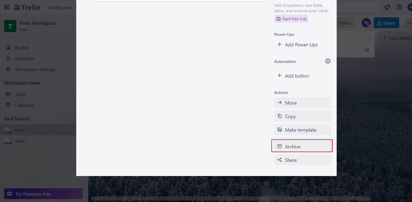 archive button | How to See Archived Cards in Trello