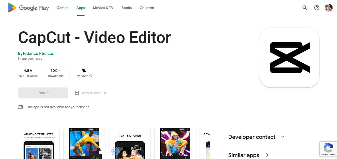 Search for the CapCut app and install it