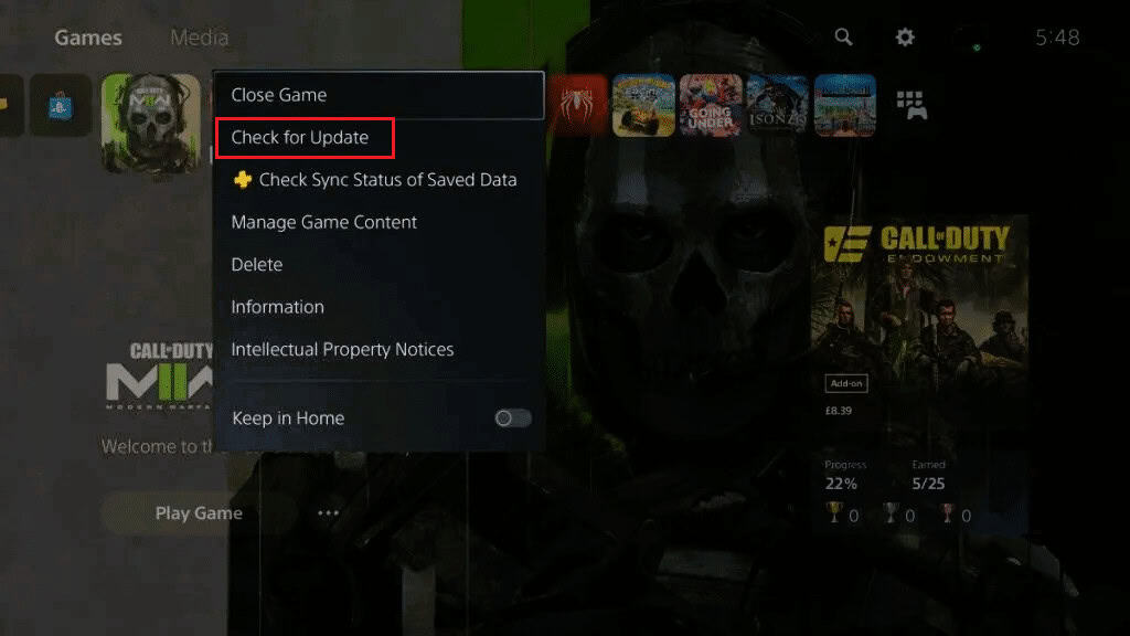 check for update Call of Duty Modern Warfare 2 on PlayStation ps4