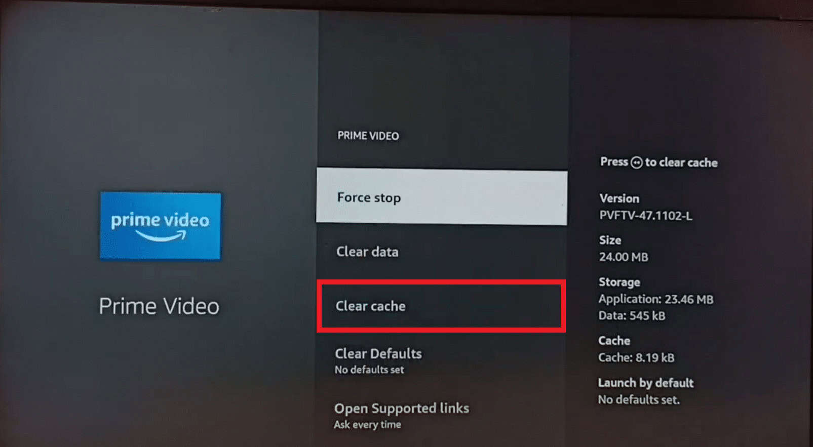choose clear cache