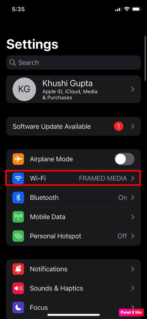 choose the wifi option