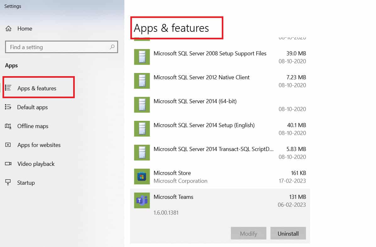 Click on Apps & Features. Fix Microsoft Teams Error 53003