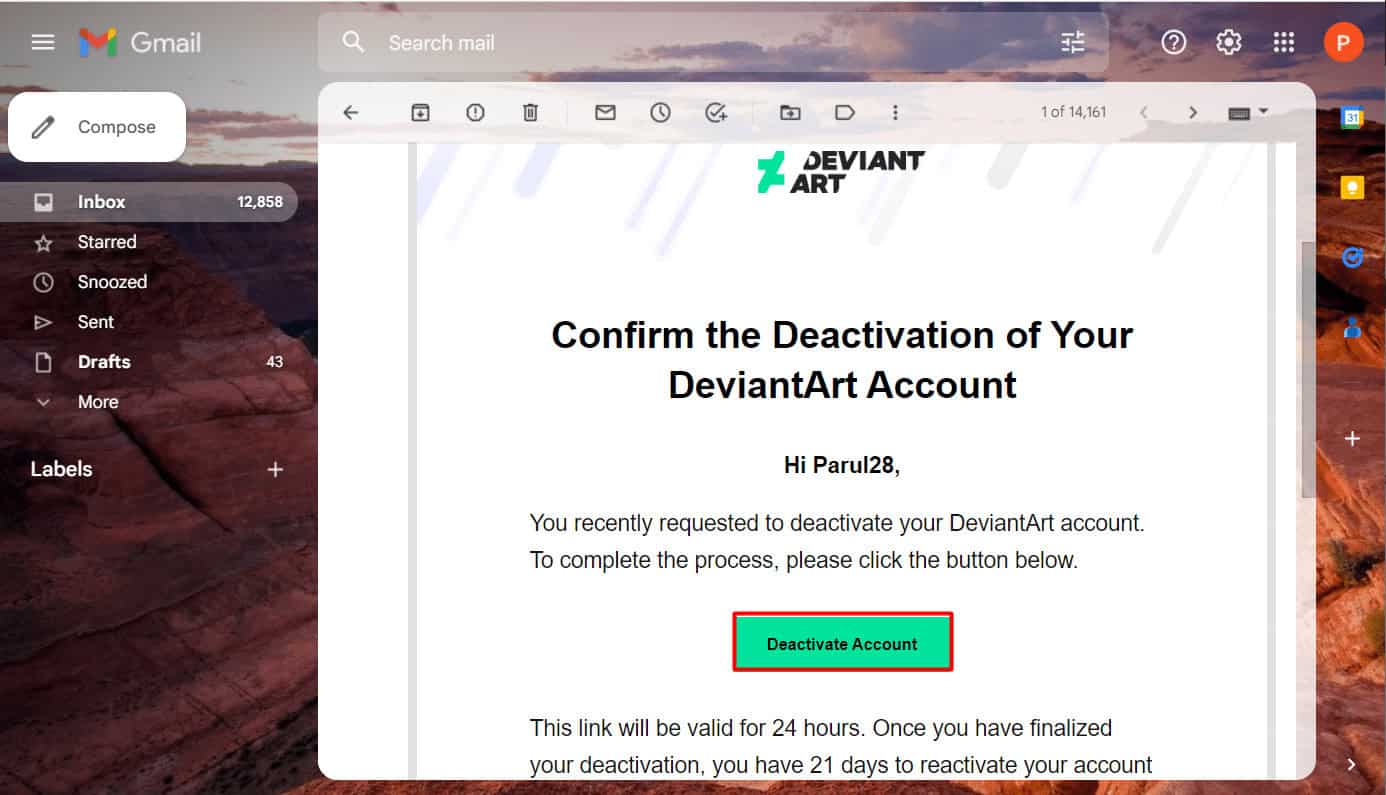 Click on Deactivate Account.