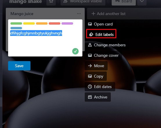Click on Edit labels menu