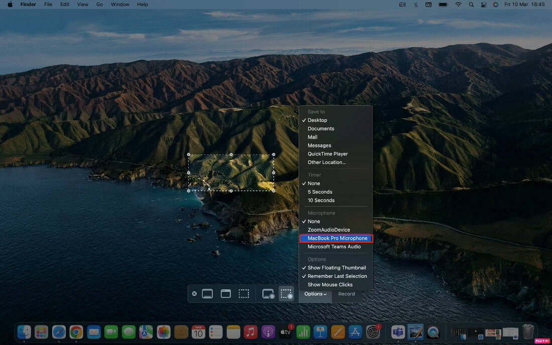 click on macbook microphone option