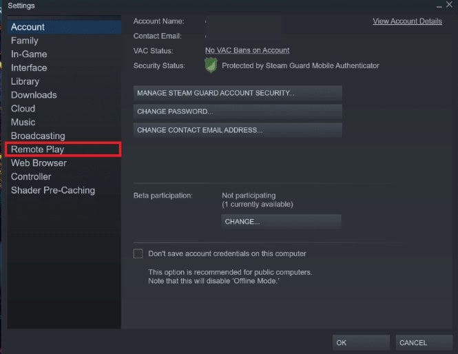 click on Remote Play