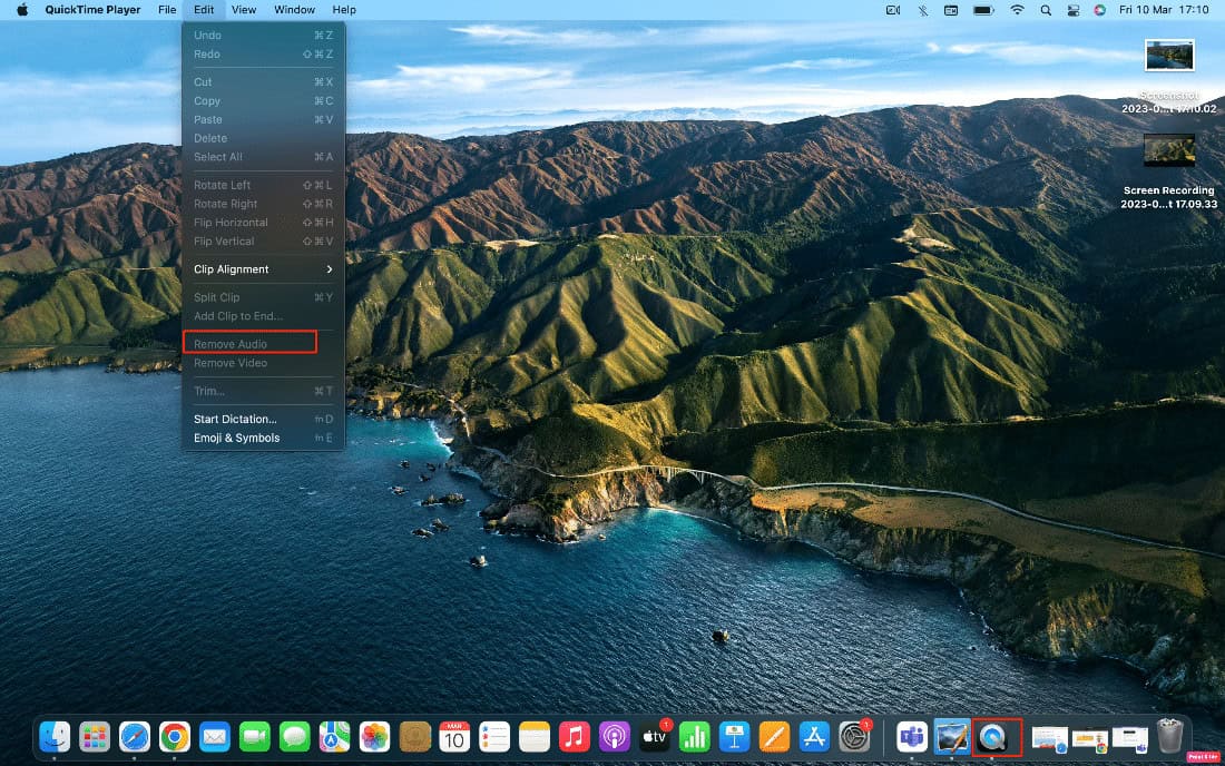 click on remove audio | How to Screen Record on Mac
