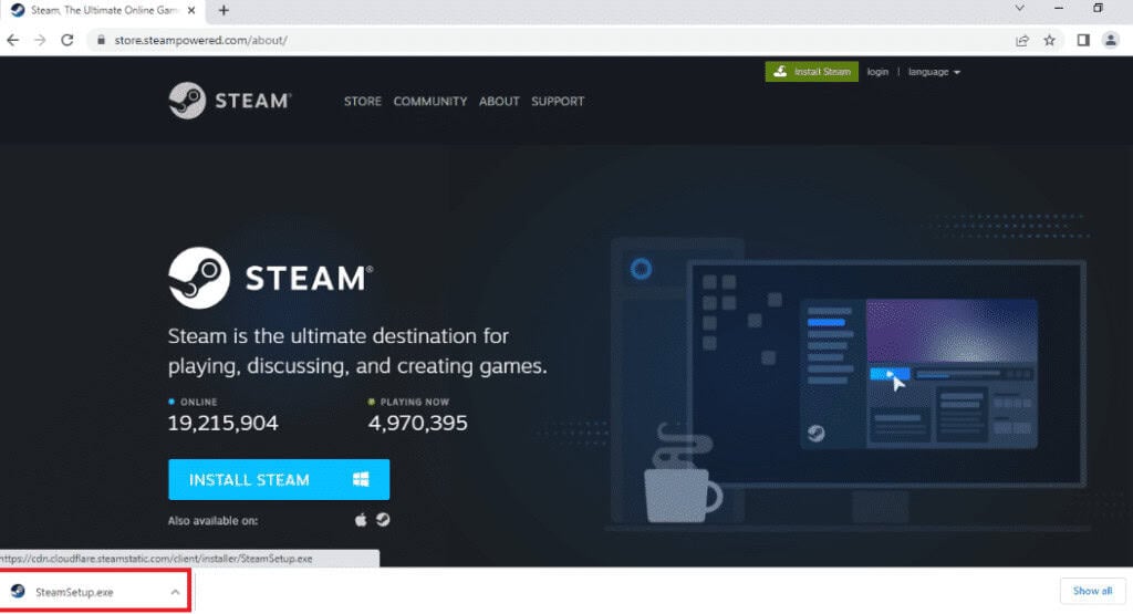Click on SteamSetup.exe