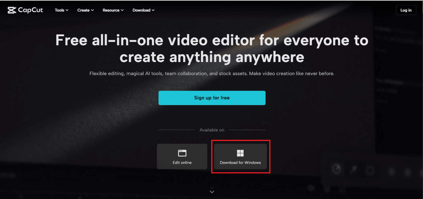 Click on the Download for Windows option