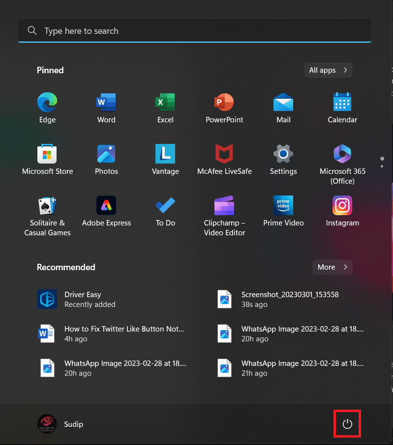 Click on the power button. 11 Ways to Fix Microsoft Store Error Code 0x80070520