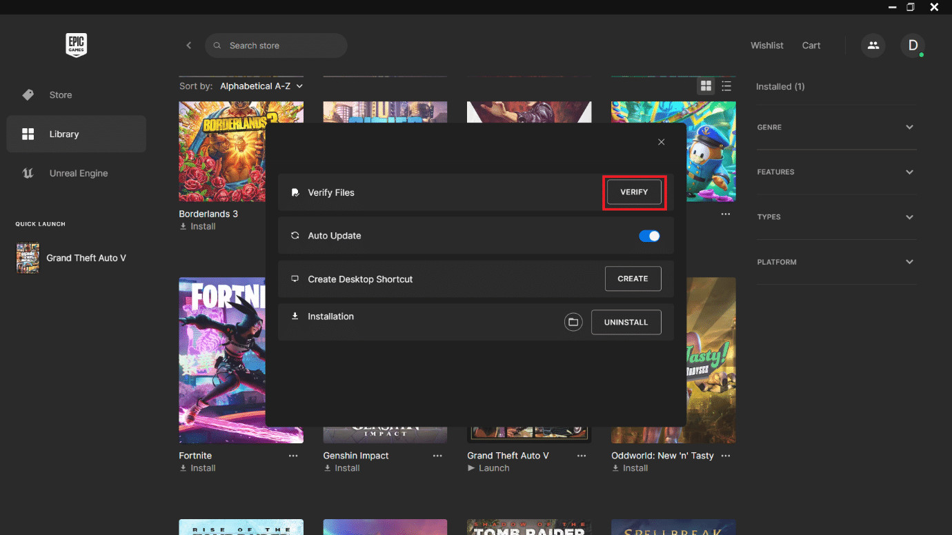 click on the Verify button