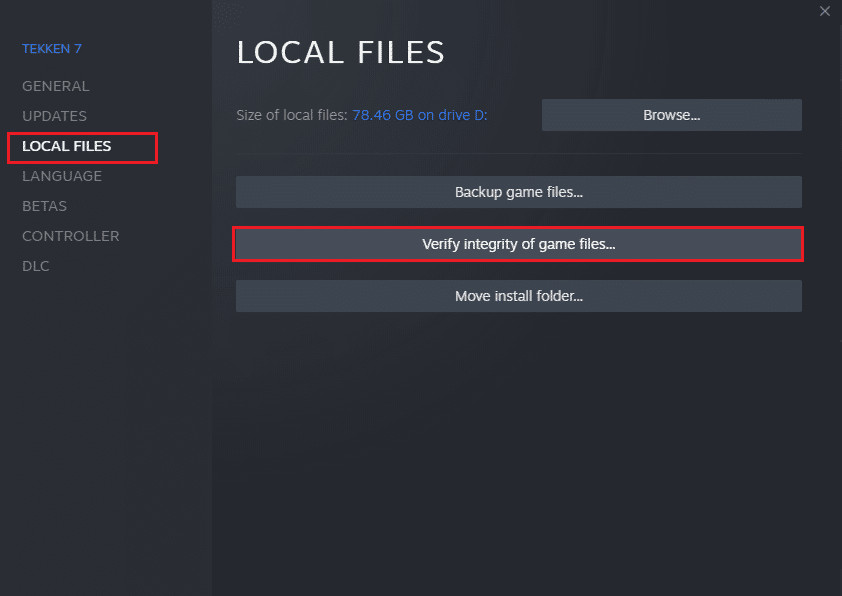 Click on Verify integrity of game files button 
