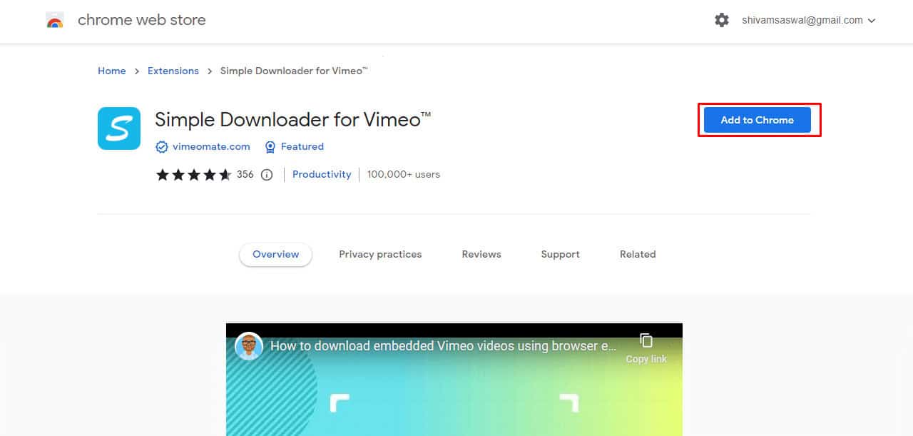Click the Add to Chrome button to download and install your browser's Vimeo Downloader chrome extension. | How to Watch Private Vimeo Videos for Free
