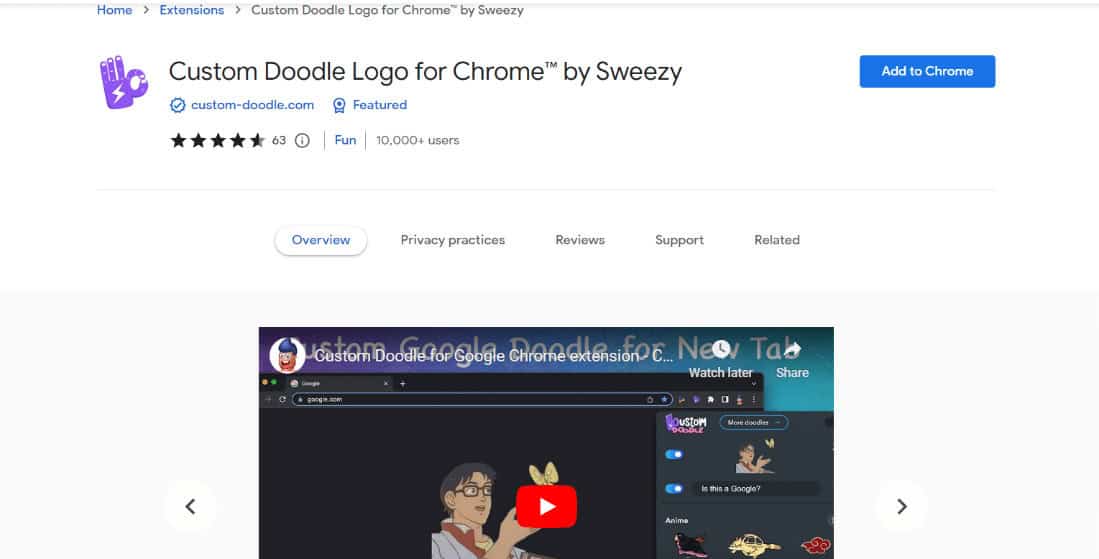 Custom Doodle Logo for Chrome by Sweezy