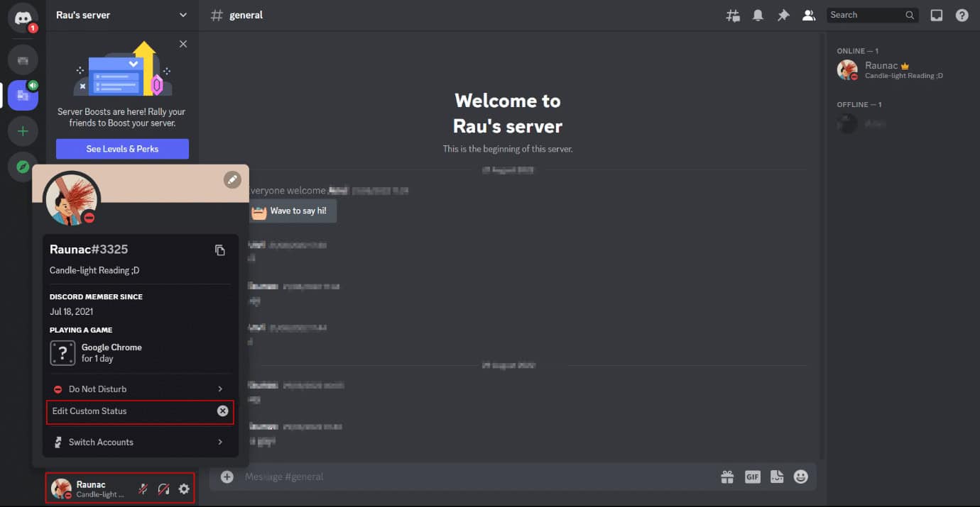 Discard custom status | 