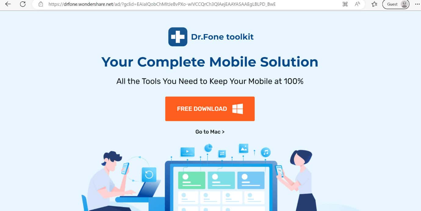 dr.fone web page. How to See Blocked Messages on iPhone