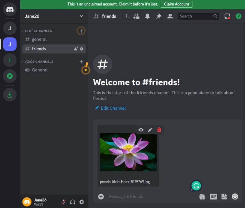 drag and drop that picture on the Discord chat window of the friend you want to share that image