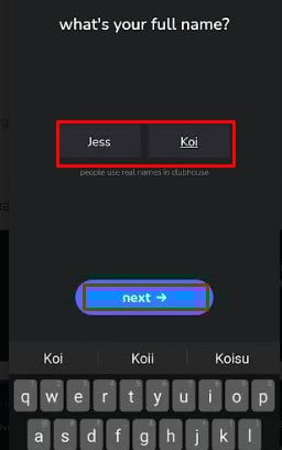 Enter your Name and tap Next 
