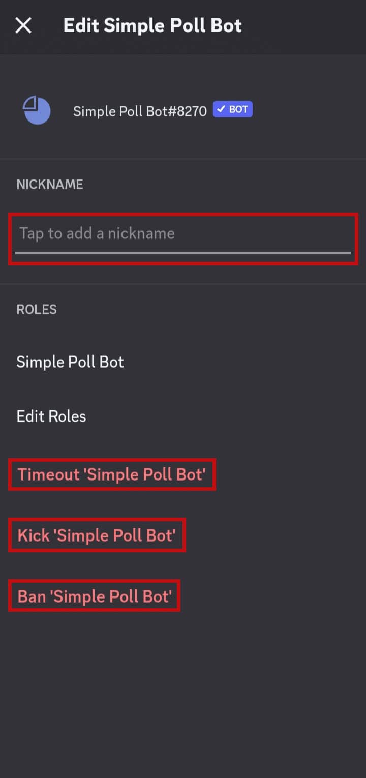 From here you can rename, timeout, kick, or ban the Simple poll bot from your server. | Are Discord Polls Anonymous?
