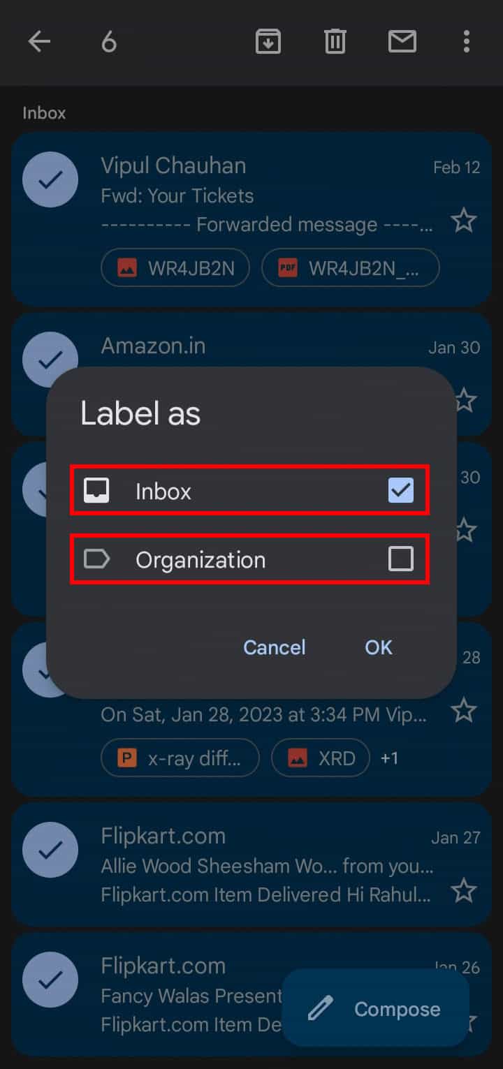 uncheck the checkbox for the Inbox option - tap on the desired label name to apply it