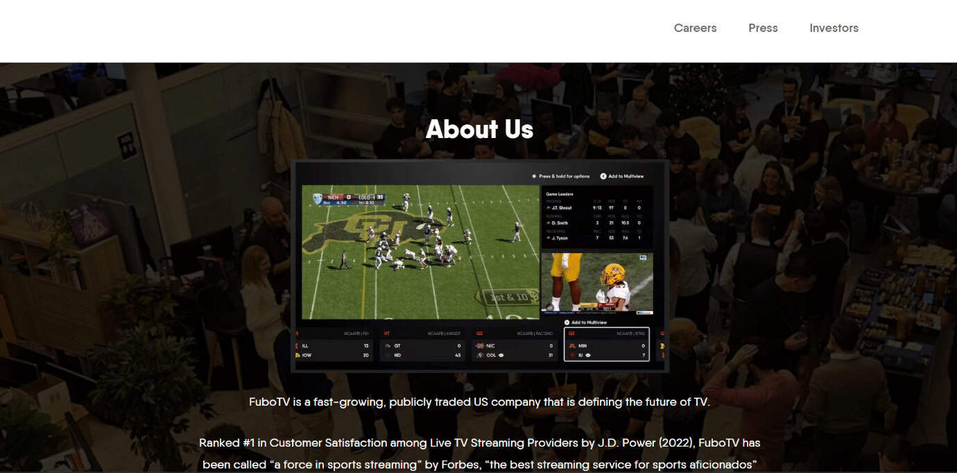 fuboTV web page