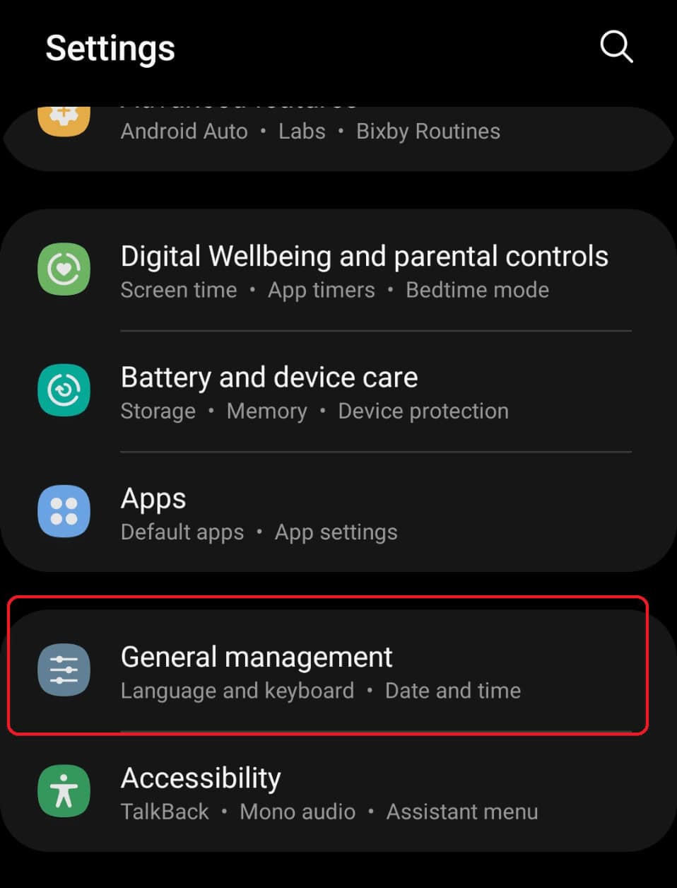 tap on General management