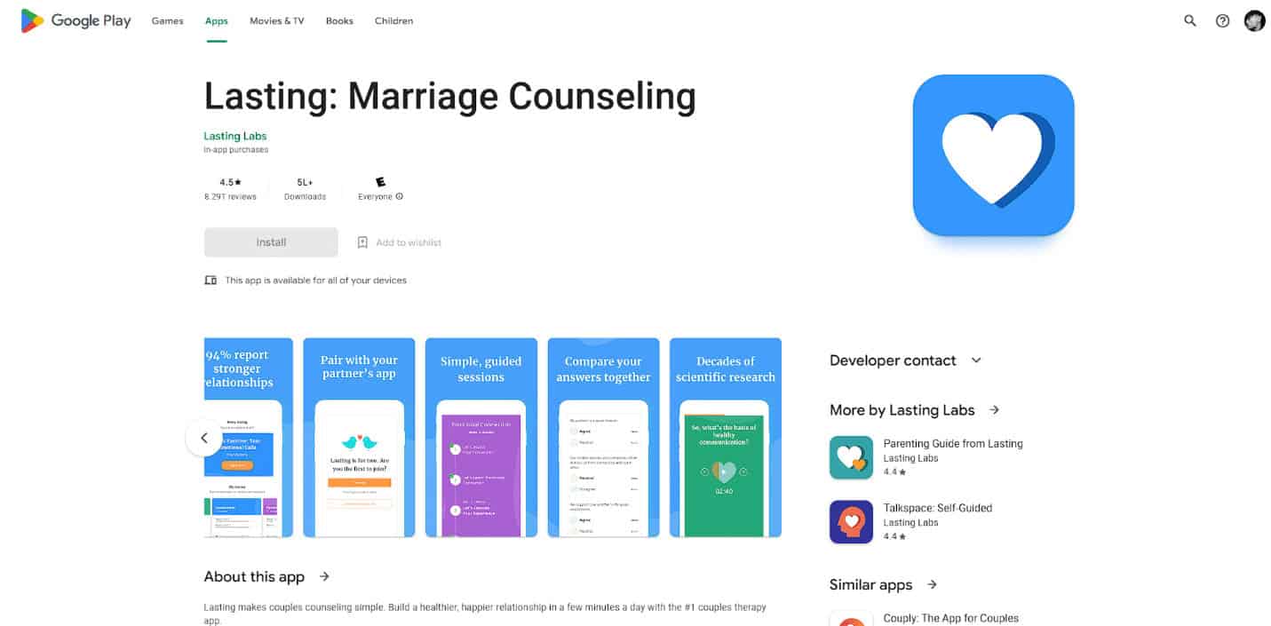 Lasting: Marriage Counseling. 23 Best Relationship Apps for Couples