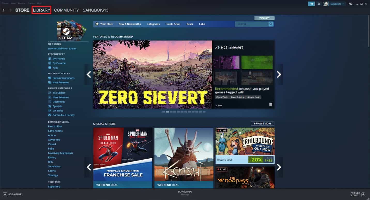 Launch Steam and click on the LIBRARY tab