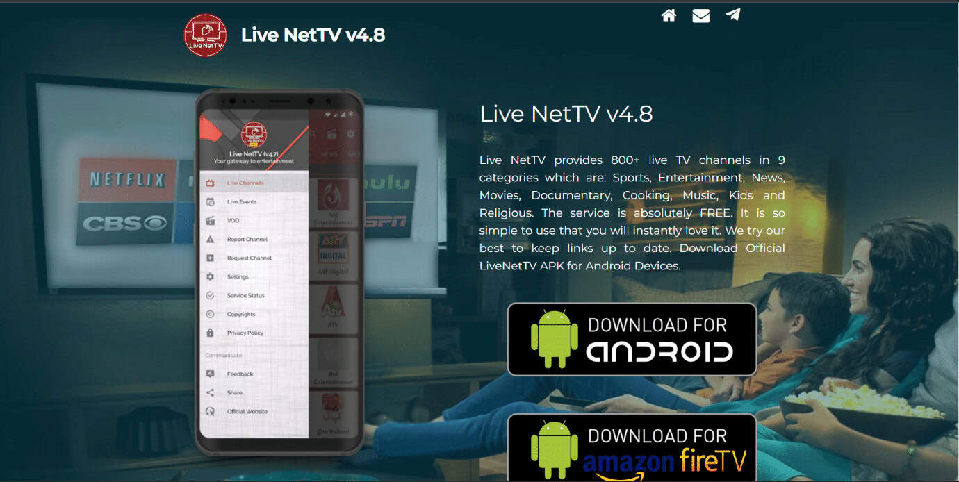 Live NetTV web page