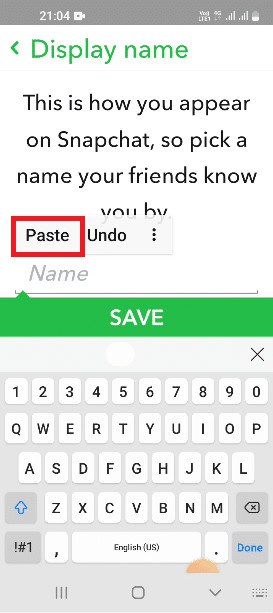 tap on the Paste option. How to Send Invisible Text on Snapchat