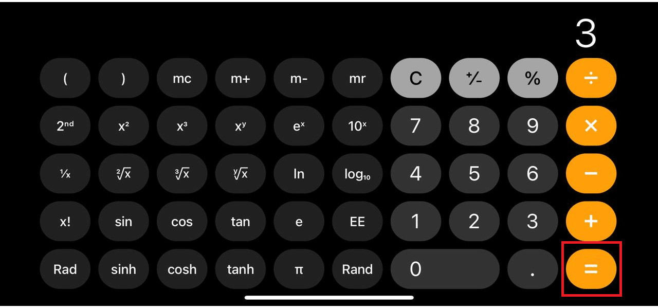 Make an estimation. Enter 5 plus 3 as an example, then tap the equal to button.