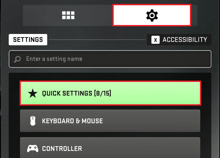 Navigate to Quick Settings