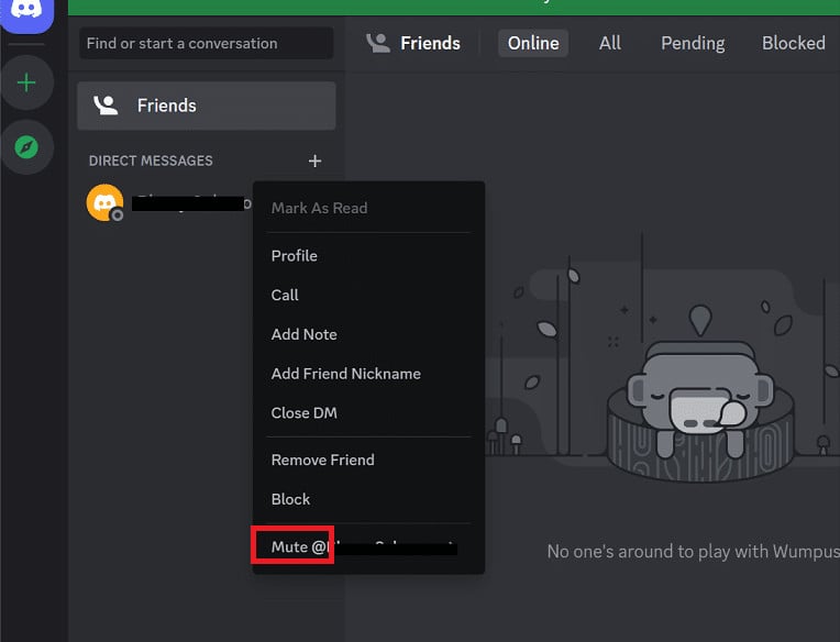Next, check the box for Mute from the menu.